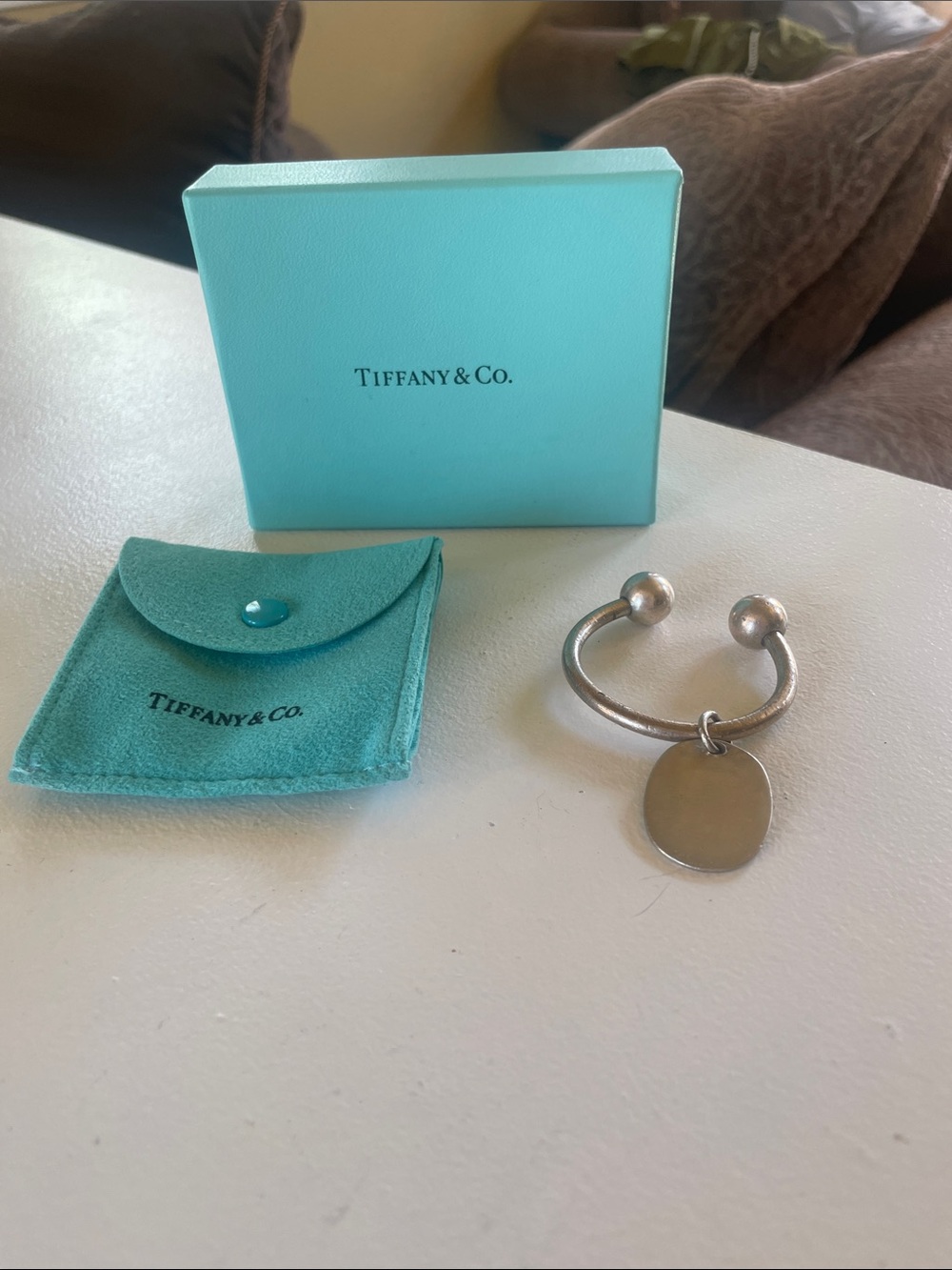 Tiffany & Co. Authentic Silver  Horseshoe Keyring - Tiffany Blue Pouch & Box
